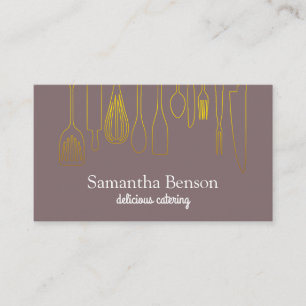 Modern Chic Kitchen Utensils Cooking and Catering Business Card