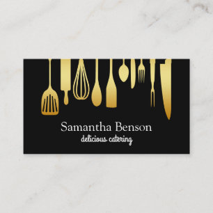Modern Chic Kitchen Utensils Cooking and Catering Business Card
