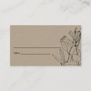 MODERN CHIC KRAFT LINE DRAWING FLORAL PLACE CARDS