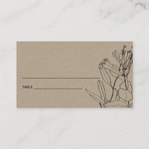 MODERN CHIC KRAFT LINE DRAWING FLORAL PLACE CARDS