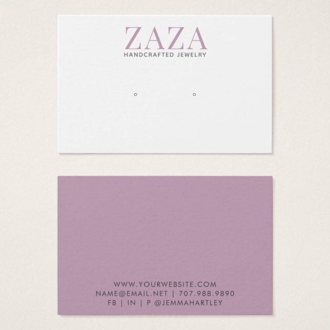 Modern Chic Lavender Earring Jewelry Display Cards (Front & Back)