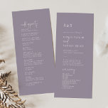 Modern Chic Lavender Purple Flat Wedding Program<br><div class="desc">This minimalist chic lavender purple flat wedding program is perfect for a simple wedding. The minimal boho design features rustic unique and stylish bohemian typography in a pale light dusty purple color. Include the name of the bride and groom, the wedding date and location, thank you message, order of service,...</div>