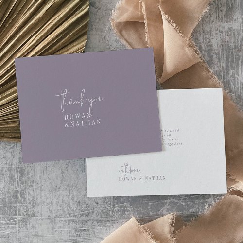 Modern Chic Lavender Purple Flat Wedding Thank You Card