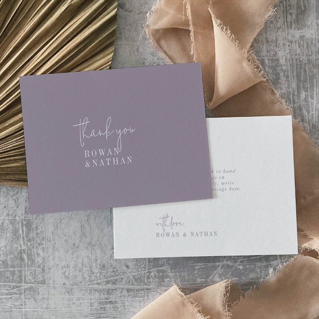 Modern Chic Lavender Purple Flat Wedding Thank You Card (Creator Uploaded)