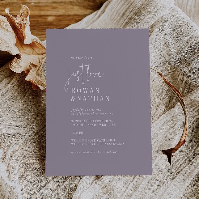 Modern Chic Lavender Purple Just Love Wedding Invitation (Creator Uploaded)