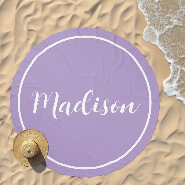 Modern Chic Lavender Purple Monogram Beach Towel (Beach)