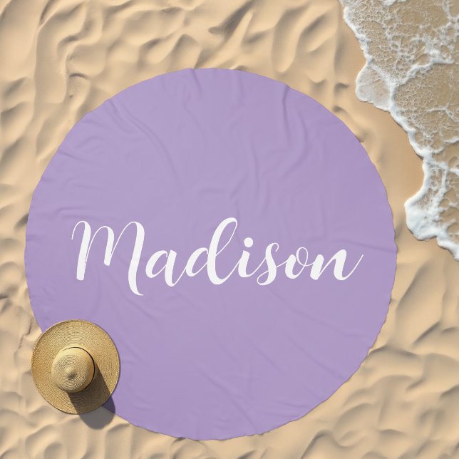 Modern Chic Lavender Purple Monogram Beach Towel (Beach)
