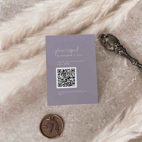 Modern Chic Lavender Purple QR Code RSVP Enclosure Card