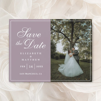Modern Chic Lavender Wedding Photo Save The Date by littleteapotdesigns at Zazzle