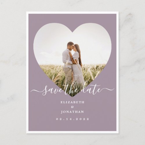 Modern Chic Lavender Wedding Photo Save The Date Announcement Postcard