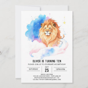 Modern Chic Lion Birthday Invitation