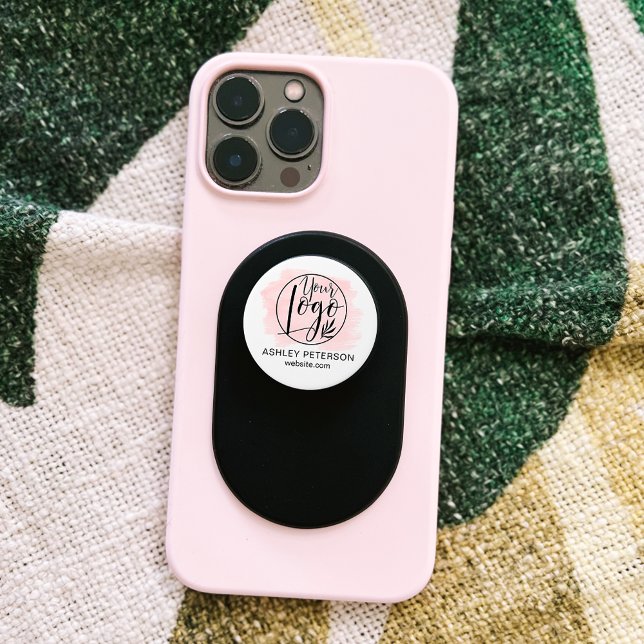 Modern chic Logo pink brushstroke typography PopSocket (Creator Uploaded)