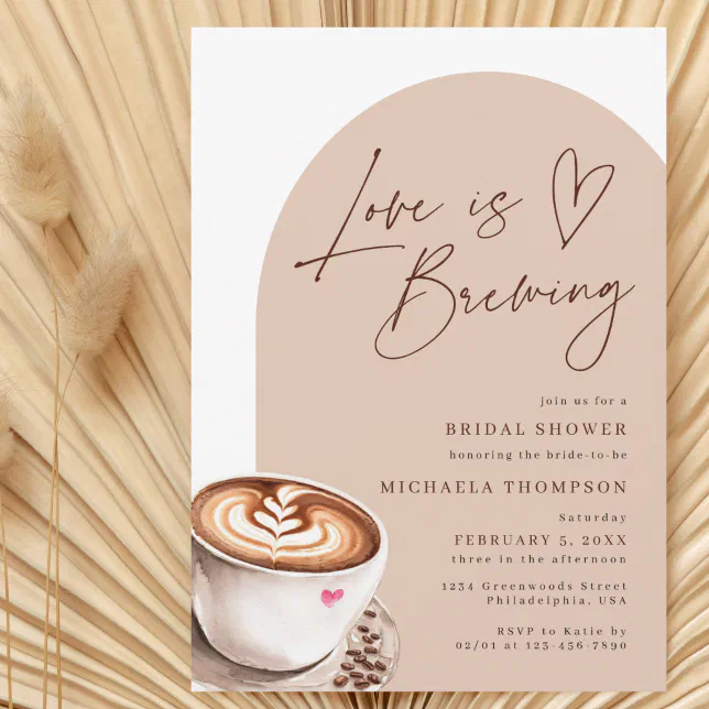 Modern Chic Love Is Brewing Coffee Bridal Shower Invitation Zazzle