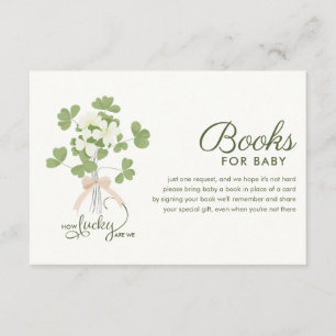 Modern Chic Lucky Shamrock with Bow baby shower Enclosure Card