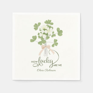 Modern Chic Lucky Shamrock with Bow baby shower Napkins