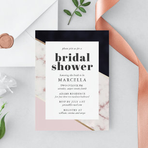 Modern Chic Marble Bridal Shower Invitation