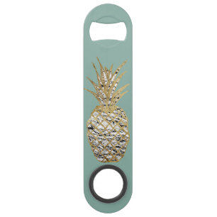 Modern Chic Marble Gold Pineapple Fruit Bar Key
