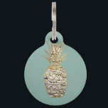 Modern Chic Marble Gold Pineapple Fruit Pet Name Tag<br><div class="desc">This modern and chic marble patterned pineapple with faux printed gold outline on teal background is perfect for the trendy and stylish individual. Its fun and contemporary take on a summer favorite is great for many gifts and occasions. Enjoy this tropic and exotic fruit in some of the most popular...</div>