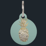 Modern Chic Marble Gold Pineapple Fruit Pet Name Tag<br><div class="desc">This modern and chic marble patterned pineapple with faux printed gold outline on teal background is perfect for the trendy and stylish individual. Its fun and contemporary take on a summer favorite is great for many gifts and occasions. Enjoy this tropic and exotic fruit in some of the most popular...</div>