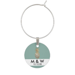 Modern Chic Marble Gold Pineapple Fruit Wine Glass Charm