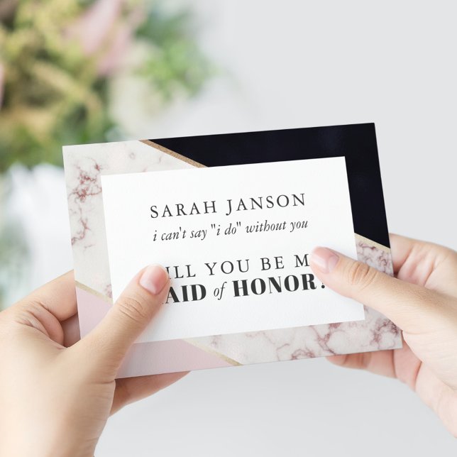 Modern Chic Marble Maid of Honor Invitation (Creator Uploaded)