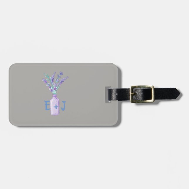 Modern Chic Mason Jar Lavander Luggage Tag (Front Horizontal)