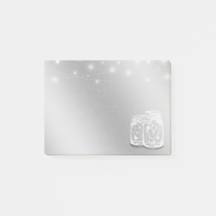 Modern Chic Mason Jars String Lights Silver Flower Post-it Notes