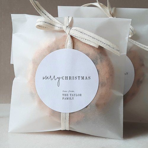 Modern Chic Merry Christmas Holiday Gift Classic Round Sticker