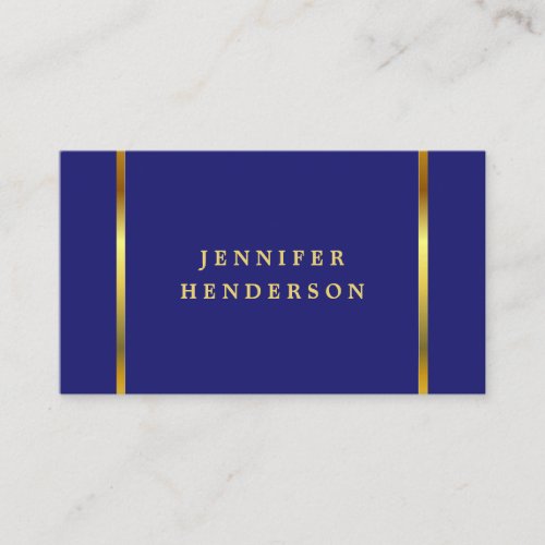 Modern chic midnight blue gold professional business card