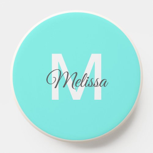 modern chic minimal monogram turquoise aqua blue PopSocket