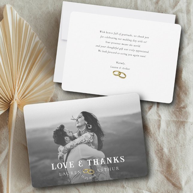 Modern Chic Minimal Personalized Photo Wedding Thank You Card (Creator Uploaded)