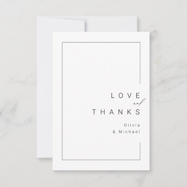 Modern chic minimal typography wedding thank you (Front)