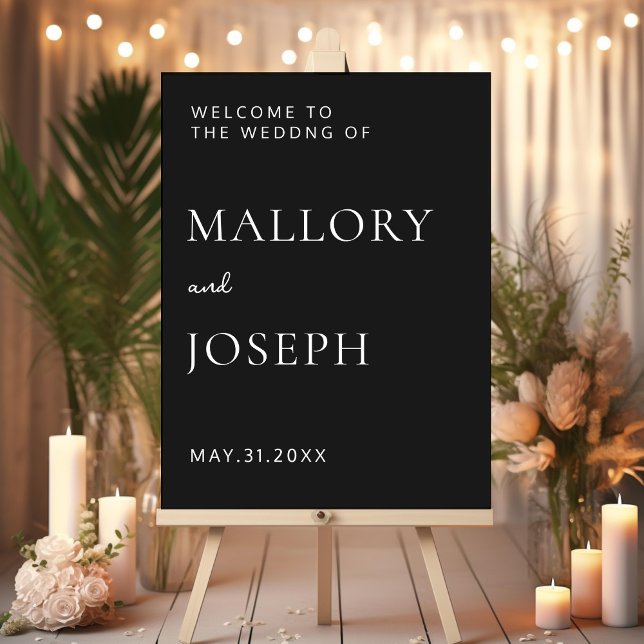 Modern Chic Minimalist Black & White Wedding Sign (Creator Uploaded)