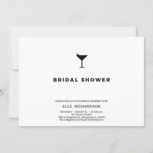 Modern chic minimalist cocktail bridal shower invitation