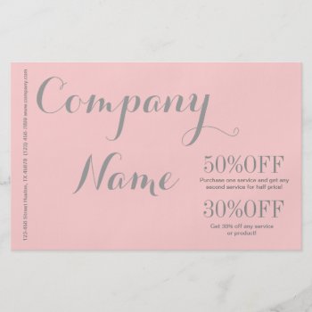 Modern Chic Minimalist Cosmetologist Blush Pink Flyer by businesscardsdepot at Zazzle