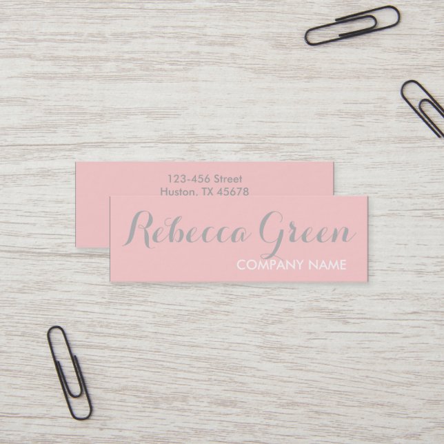 Modern Chic Minimalist Cosmetologist blush pink Mini Business Card (Front/Back In Situ)