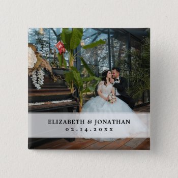 Modern Chic Minimalist Couple Photo Wedding Favors Button by littleteapotdesigns at Zazzle