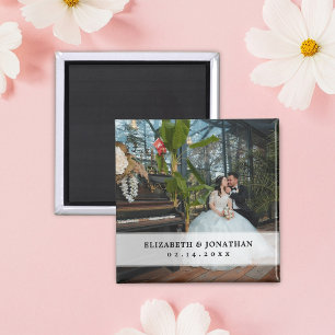 Modern Chic Minimalist Couple Photo Wedding Favors Magnet
