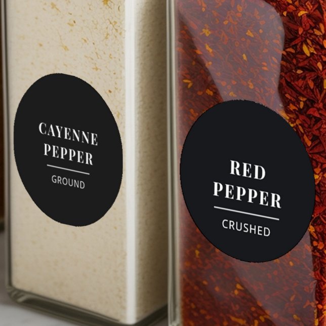Modern Chic Minimalist Elegant Black Spice Labels (Creator Uploaded)