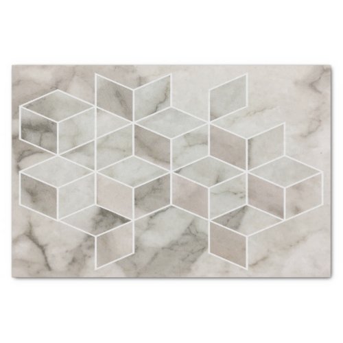 modern chic minimalist geometric white marble tissue paper