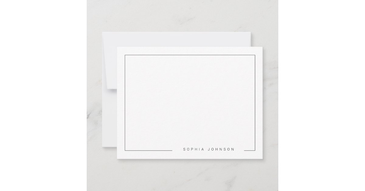 Modern chic minimalist personalized stationery note card Zazzle