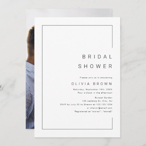 Modern chic minimalist photo bridal shower invitat invitation