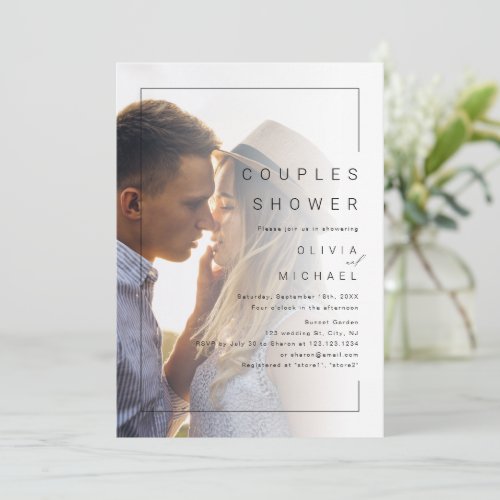 Modern chic minimalist photo couples shower invitation