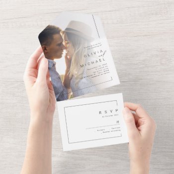 Modern Chic Minimalist Photo Wedding All In One Invitation by AvaPaperie at Zazzle