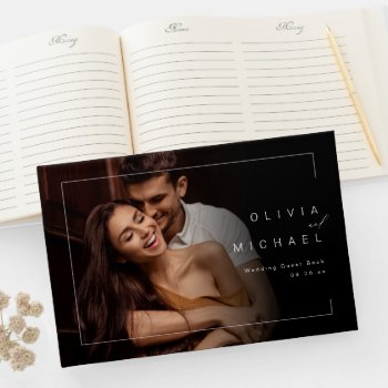 Modern Chic Minimalist Photo Wedding Guest Book by AvaPaperie at Zazzle