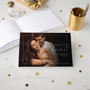 Modern chic minimalist photo wedding guest book