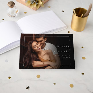 Modern chic minimalist photo wedding guest book