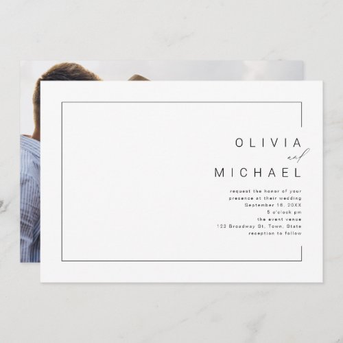 Modern chic minimalist photo wedding invitation