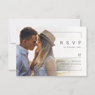 Modern chic minimalist photo wedding RSVP Card