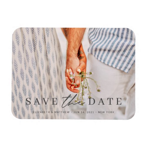 Modern Chic Minimalist Photo Wedding Save The Date Magnet